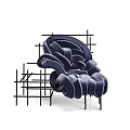 Modern Accent Chair With Curved Velvet Design And Black Geometric Back Structure