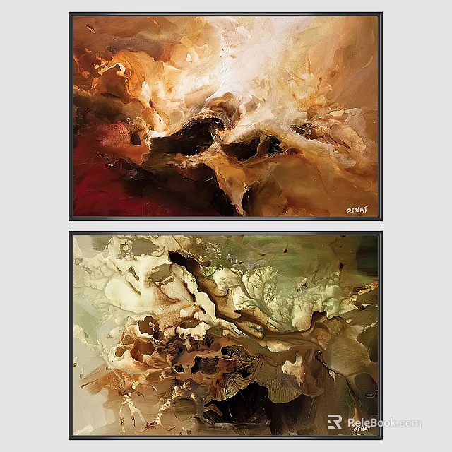 Abstract Paintings With Vibrant Color Tones And Dynamic Textural Patterns 3d model 
