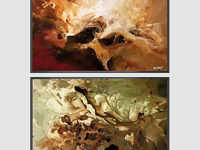 Abstract Paintings With Vibrant Color Tones And Dynamic Textural Patterns 3d model