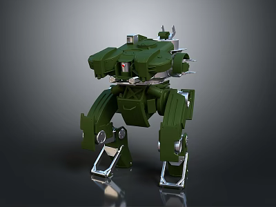 Green Military Bipedal Mech Robot 3D Model With Armored Design Standing Pose 3d model