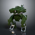 Green Military Bipedal Mech Robot 3D Model With Armored Design Standing Pose 3d model