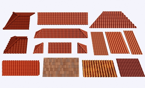 Chinese Tile Roof Sloping Roof Eaves 3d model