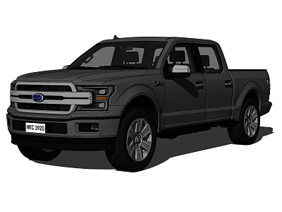Ford F-150 Crew Cab Truck With Black Exterior And Large Wheels Design 3d model