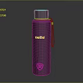 Black Cellio Water Bottle With Red Strap Shield Logo And Lanyard For Daily Use