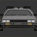 Silver DeLorean DMC12 Car With Flux Capacitor And Gull Wing Doors