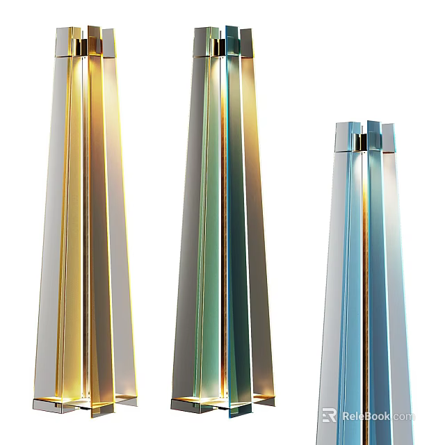 Modern Geometric Metallic Floor Lamps In Gold Green And Blue For Home Decor 3d model 