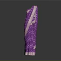 Elegant Purple Sari With White Polka Dots And Gold Border