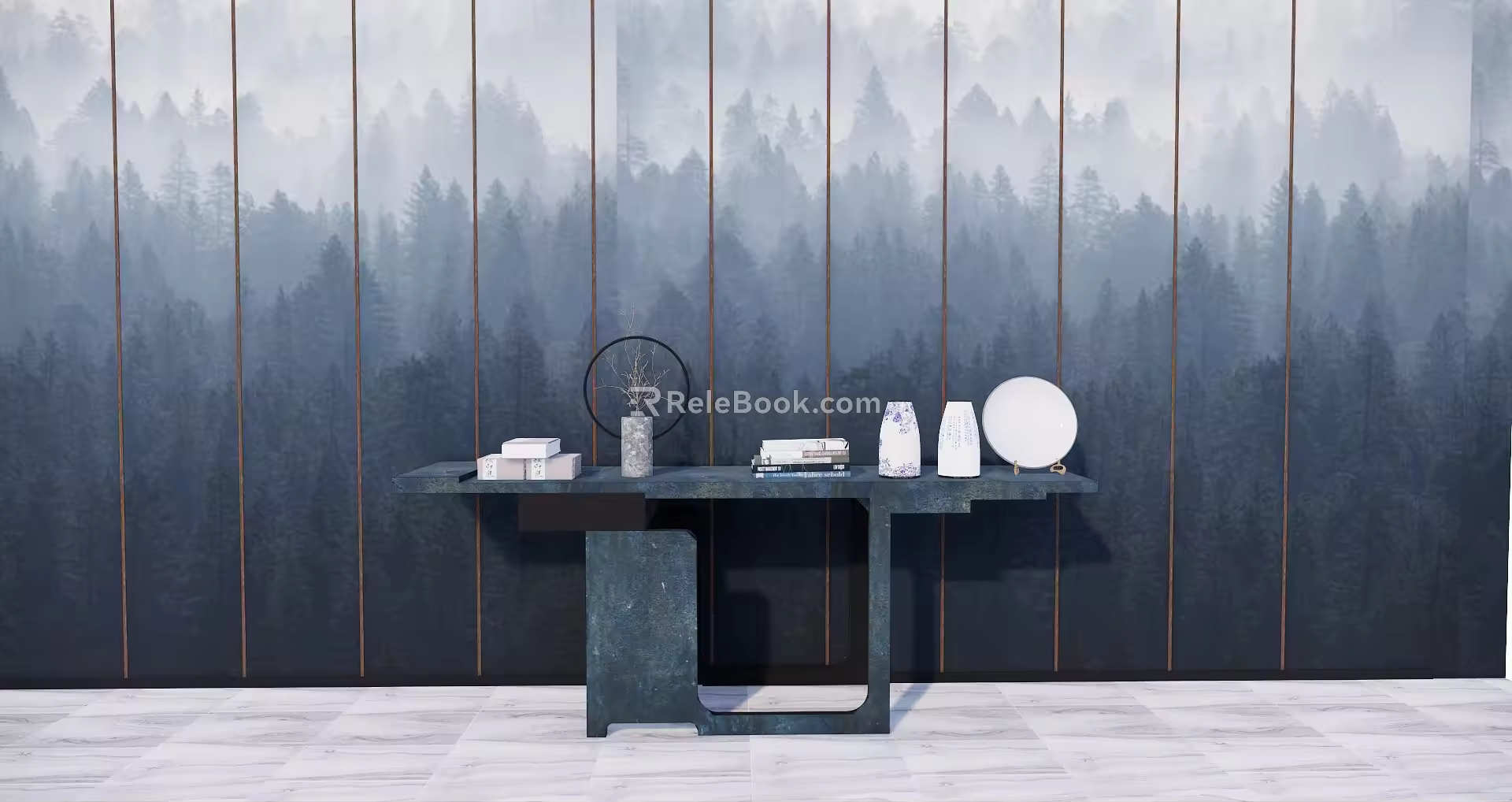 Modern end view deck porch deck background wall 3d model