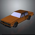 Orange Classic Sedan With White Roof Black Wheels And Vintage Design