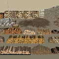 Various Types Of Natural Stone And Wood Stacked In Organized Arrangements