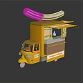 Yellow Hot Dog Tricycle Cart With White Awning And Vending Window