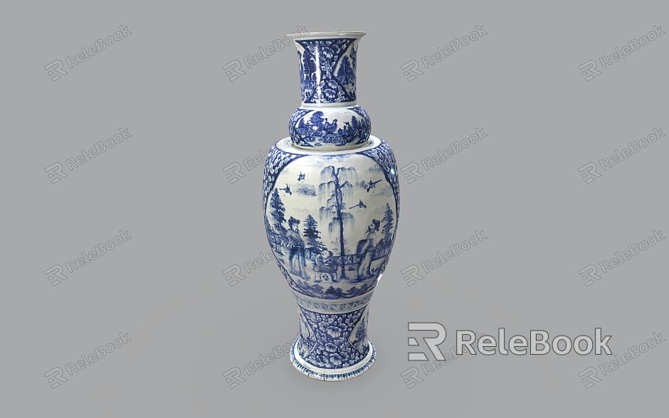 Chinese Vase Porcelain Blue and White Porcelain Antique Cultural Relics model