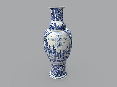 Chinese Vase Porcelain Blue and White Porcelain Antique Cultural Relics model