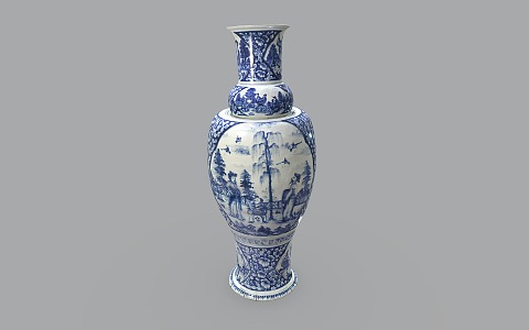 Chinese Vase Porcelain Blue and White Porcelain Antique Cultural Relics 3d model