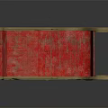 Red Decorative Playground Sleigh With Golden Decorations And Snowflake Patterns On Metal Frame