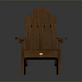 Wooden Adirondack Chair With High Backrest Armrests And Storage Compartment