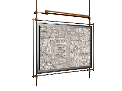 Modern Artistic Decorative Painting With Textured Pattern In Hanging Metal Frame 3d model