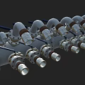 Industrial Equipment Pipeline System With Blue Pipes Valves And Flange Connections