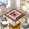 Modern Entertainment Table Interior Design With Four Gray Chairs And Dried Plant Vase