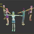 Six Game Movie Cartoon Characters With Different Hairstyles Various Outfits Standing Arms Outstretched