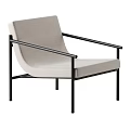 Modern Leisure Chair With Light Gray Fabric And Black Metal Armrest Frame