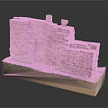Detailed Ancient Brick Ruin Model Featuring Stacked Bricks On Display Base