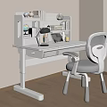 Leisure Chair With White Frame And Gray Cushion In Study Room Wooden Floor Window Blinds