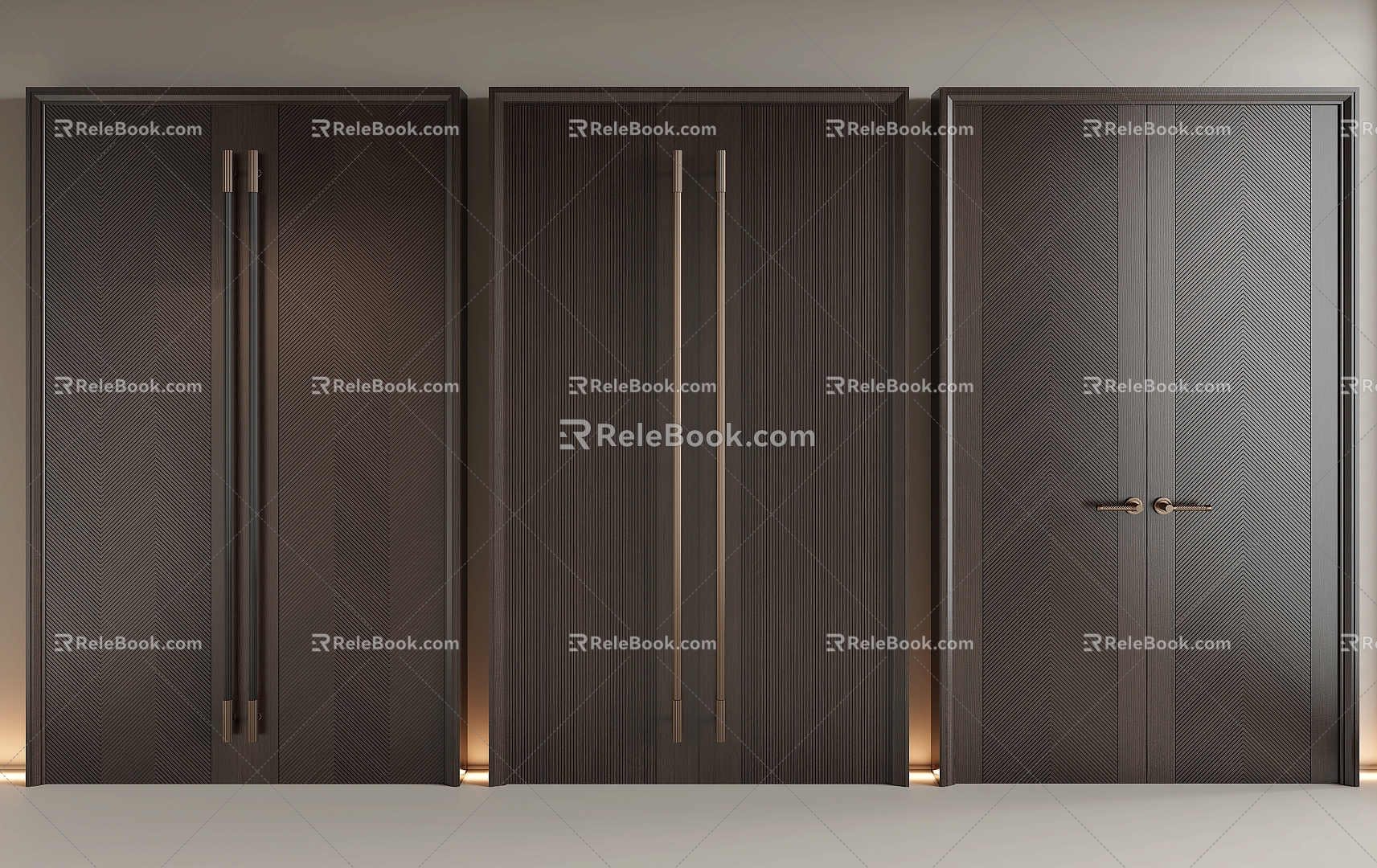 Double Door Office Door Villa Door Entrance Door Wooden Door 3d model