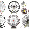 Children's Play Area Featuring Various Colorful Ferris Wheels And Play Structures