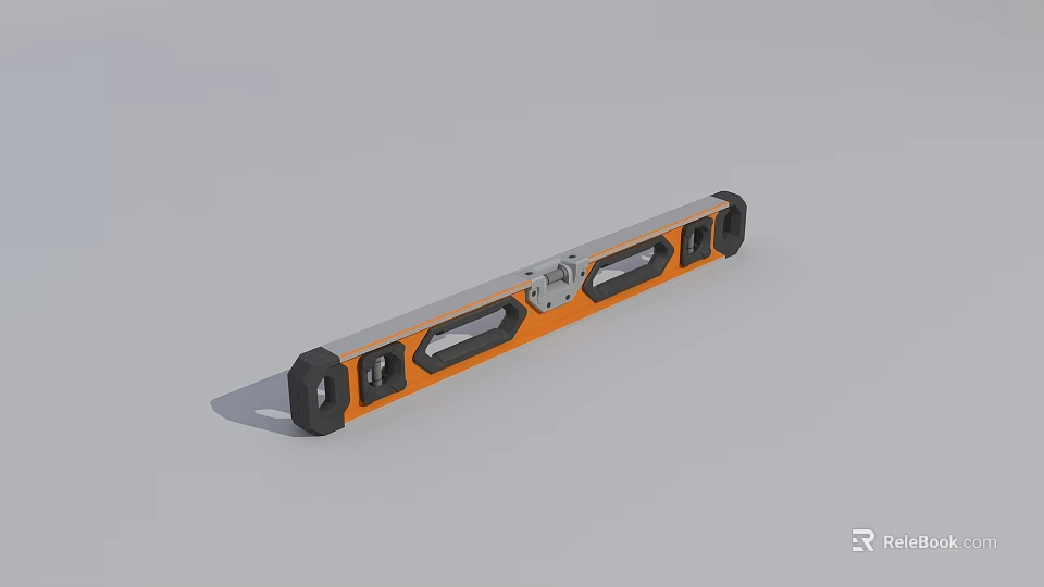 Industrial Spirit Level With Orange Black Design And Metal Frame Bubble Vials 3d model 