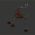 Red Mechanical Deer Character With Robotic Antlers And Green Leg Components