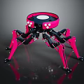 Pink Spider Shaped Robot With Mechanical Legs And Circular Platform Design 3d model
