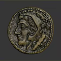 Vintage Decorative Coin With Embossed Head Dotted Edge And Worn Texture For Home Decor