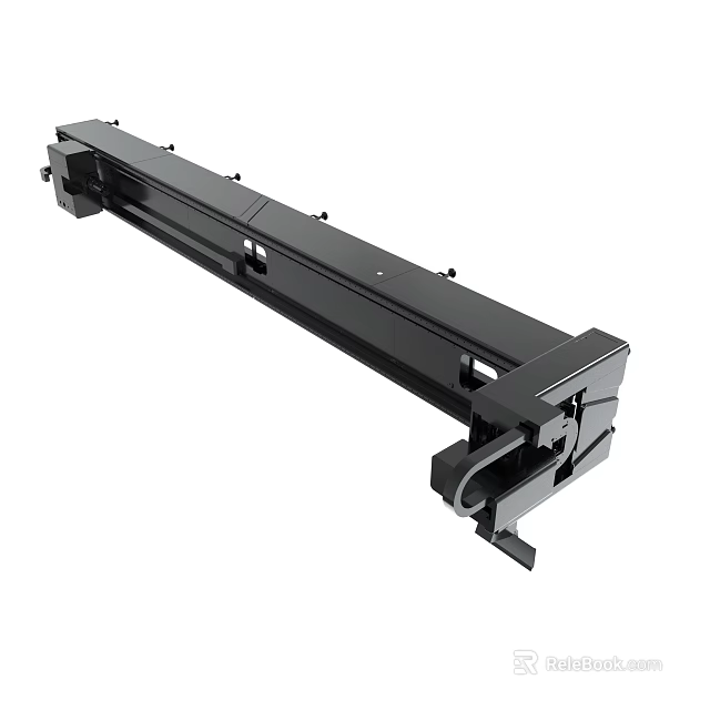 Black Heavy Duty Industrial Mechanical Component With Long Metal Sliding Structure 3d model 