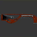 Red And Silver Decorative Crossbow With Ornate Metal Frame And Shiny Finish