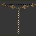Chic Gold And Black Chain Necklace With Circular Pendants And Dangle Chain Design