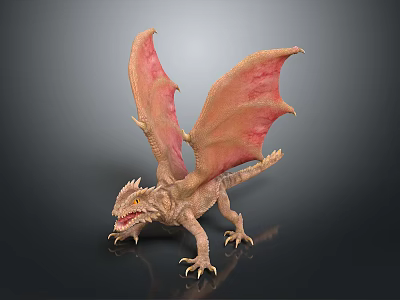 3D Dragon Game Movie Character with Spread Wings Sharp Claws and Detailed Design 3d model