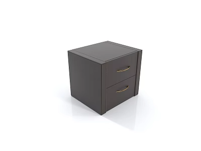 Modern Dark Bedside Table With Two Drawers And Gold Handles 3d model