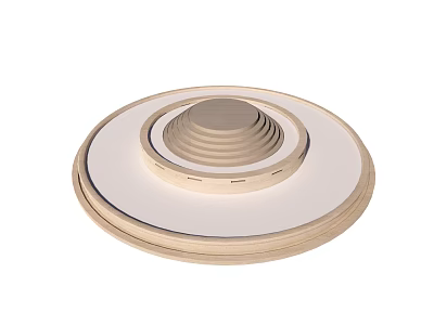 Light Colored Circular Multi Tiered Fountain Structure With Concentric Wooden Layers 3d model
