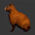 Low Poly Orange Guinea Pig Standing On Dark Background With Shiny Reflection 3d model