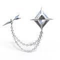 Silver Decorative Weapon with Star Diamond Shaped Design Connected via Metal Chain and Arrow Part