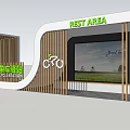 Modern Post Station With Wooden Structure Green Design And Parking Area