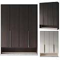 Modern Wooden Shoe Cabinet Design With Metal Handles And Storage Compartments