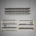 Modern Metal Wine Glass And Bottle Storage Racks With Hanging Multi Layer Design
