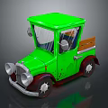 Vintage Green Small Pickup Truck With Wooden Cargo Bed And Classic Design