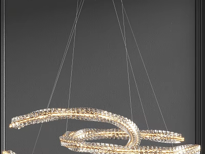 Elegant Modern Spiral Crystal Chandelier With Circular Hanging Crystal Elements 3d model