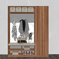 Modern Wooden Shoe Cabinet With Storage Compartments Hanging Space And Shoe Storage