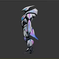 Futuristic Robotic Character With Silver Blue Metallic Armor And Streamlined Design