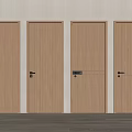 Modern Light Wood Hinged Doors With Sleek Design On White Wall 3d model