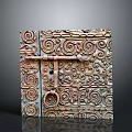 Antique Brass Door With Intricate Spiral Carvings And Ornate Patterns